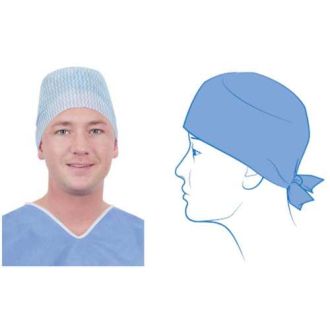Calot chirurgical à front classique en spunlace viscose avec liens