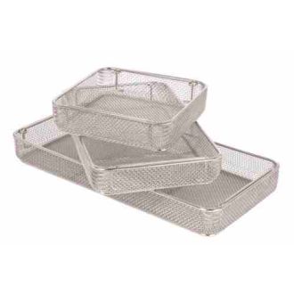 Steriset® Siebkörbe, Edelstahl Drahtgeflecht (Maschweite 3 x 3 mm), mit Stapelrand