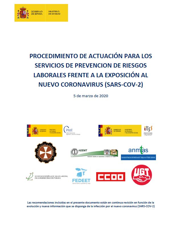Procedimiento de actuación para los servicios de prevencion de riesgos laborales frente a la exposición al nuevo coronavirus (sars-cov-2)